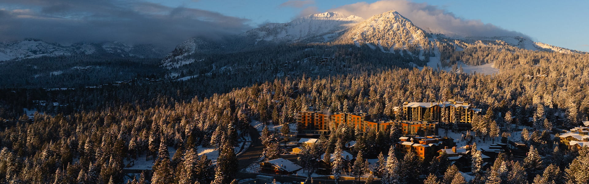 aerial view of hotel and mammoth