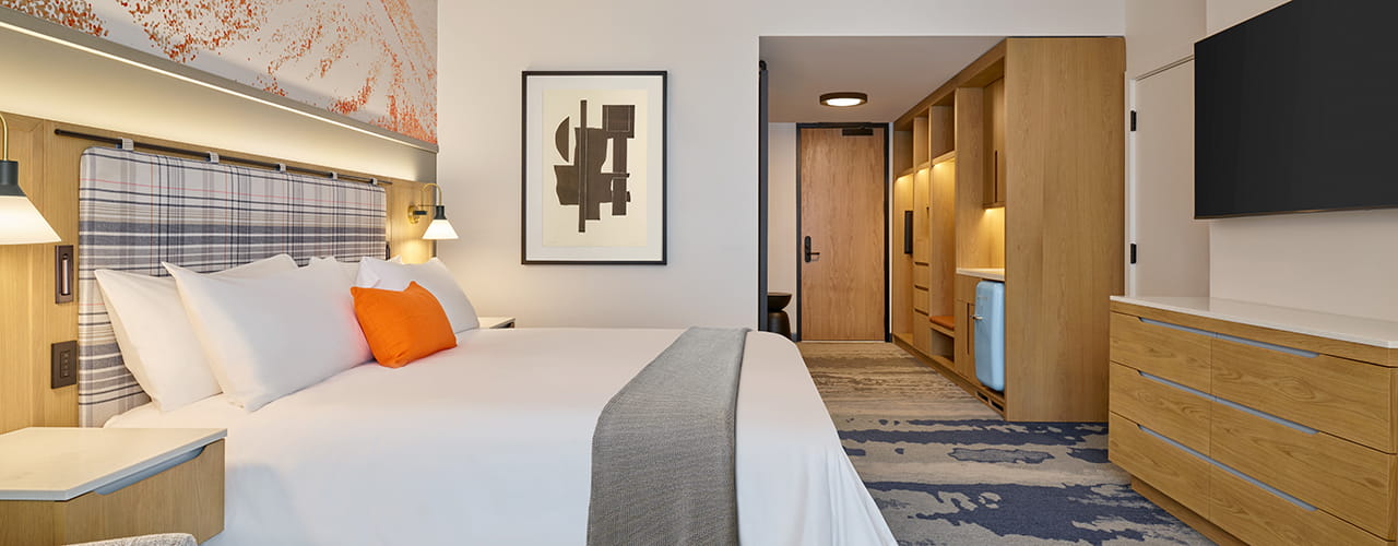 long view of guest room at limelight mammoth