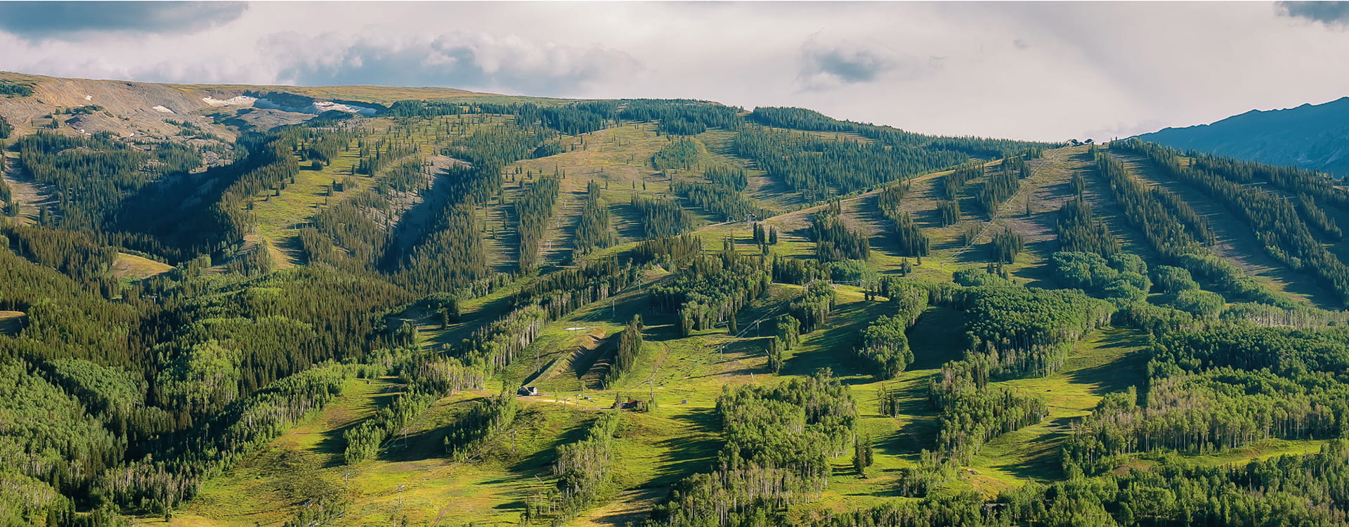aerial view of snowmass mountains in summer