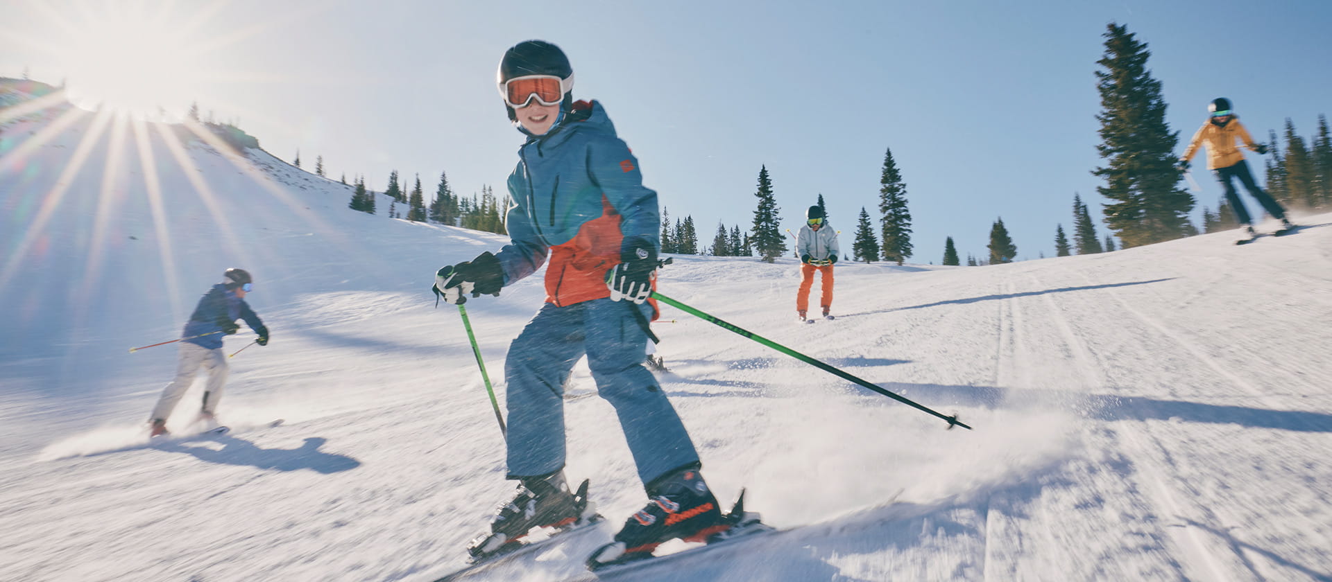 kid skiing on snowmass mountain