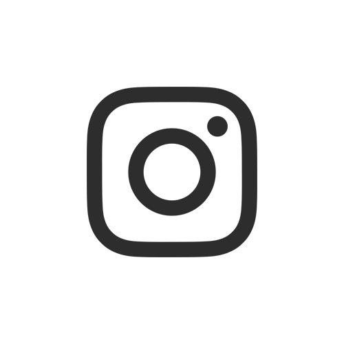 A simplified black camera icon with rounded edges, surrounded by a white circle background, representing the Instagram logo.